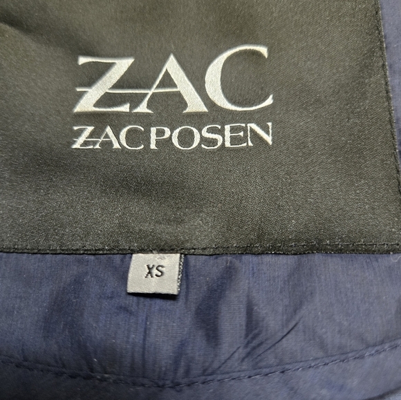 ZAC POSEN Designer Navy Blue Fit And Flare Lightweight Jacket With Hood. XS - Picture 11 of 14